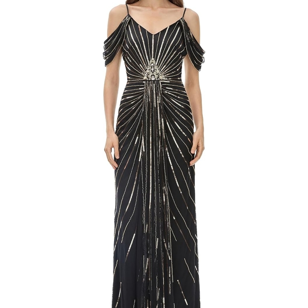 Black and Gold Embellished Gown